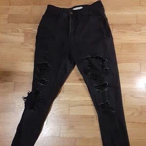 Ripped high waisted black jeans